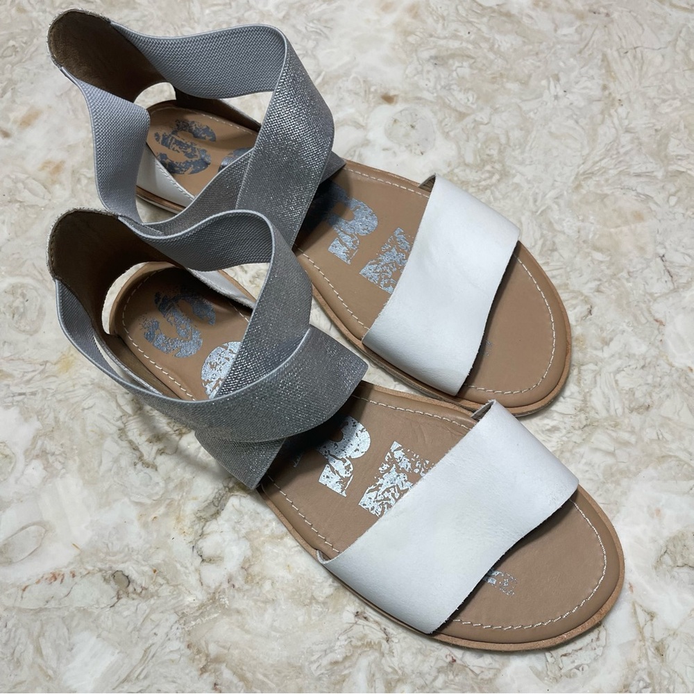 Sorel Ella Sandal Silver/White Sz 10